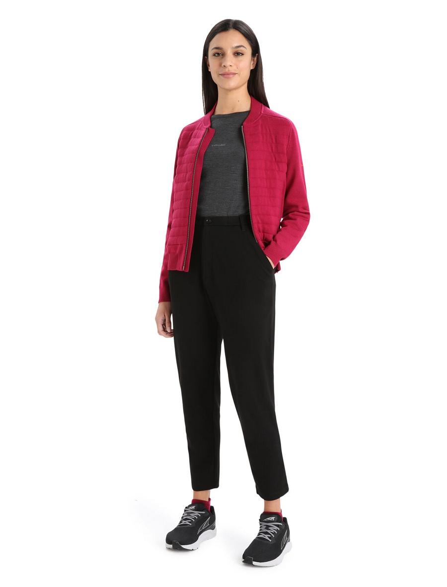 Cherry Women's Icebreaker City Label ZoneKnit™ Merino Insulated Knit Bomber Jackets | USA 1658CTVE